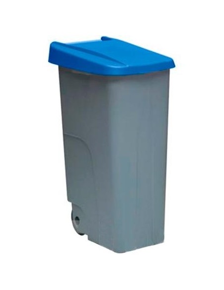 DENOX CONTENEDOR DE RECICLAJE C/RUEDAS Y ASA CERRADO 110L AZUL