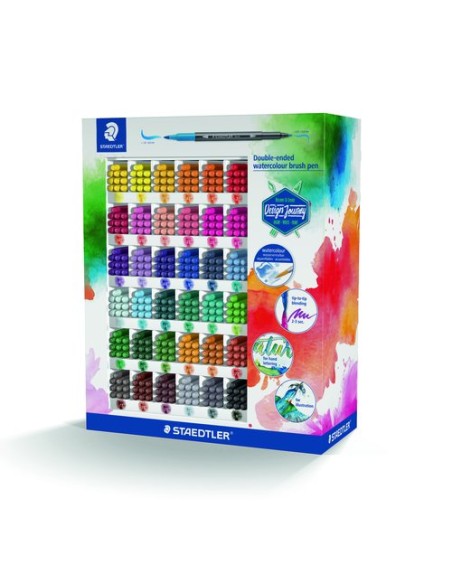 STAEDTLER ROTULADORES ACUARELABLES DOBLE PUNTA FINA/PINCEL 3001 EXPOSITOR 360 C/SURTIDOS