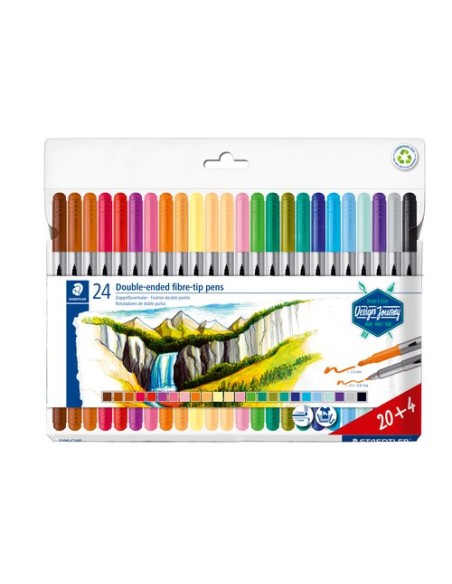 ESTUCHE CARTÓN CON 24 ROTULADORES DOBLE PUNTA COLORES PASTEL STAEDTLER 3200 C24P