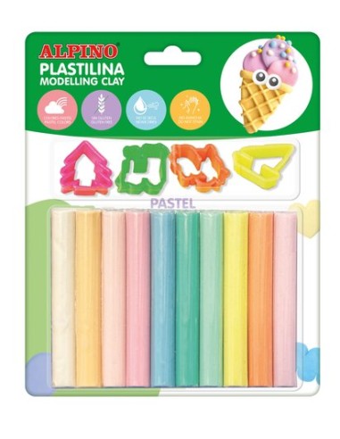 PLASTILINA ALPINO BL. 10 PASTEL + HERR - Pack de 24 unidades