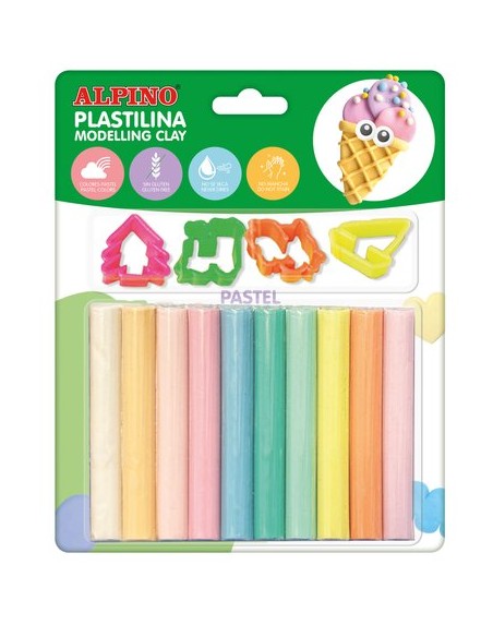PLASTILINA ALPINO BL. 10 PASTEL + HERR - Pack de 24 unidades