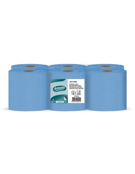 BOBINA DE PAPEL MECHA AMOOS 2 CAPAS 125M - Pack de 6 unidades