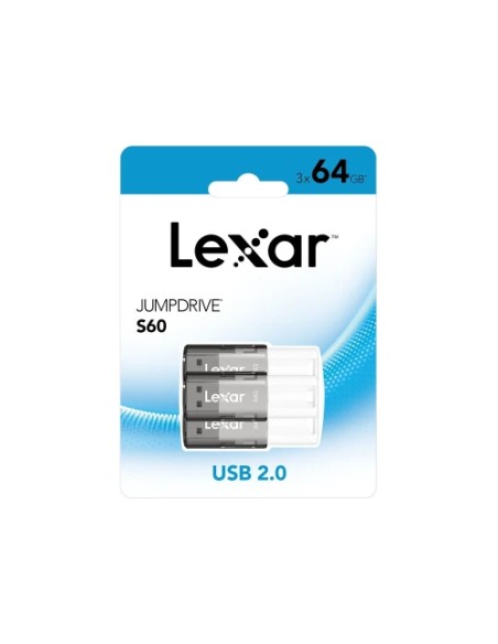 LEXAR JUMPDRIVE S60 USB 2.0 FLASH DRIVE 3 PACK 64GB
