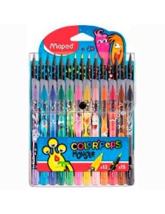 MAPED ROTULADORES Y LÁPICES DE COLORES COLOR´PEPS MONSTER COMBO SURTIDOS Pack de 12 unidades - 984718