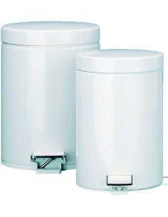 PAPELERA METALICA C/TAPA PEDAL 12 BLANCA