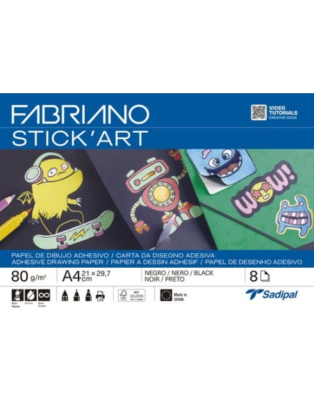 LAMINAS DIBUJO FABRIANO ADH. A4 NEGRO P/