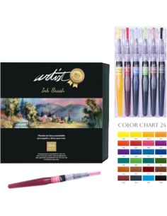 Estuche 24 pincel de tinta acuarelable artist brush colores surtidos
