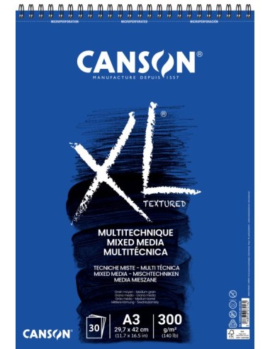 Bloc espiral microperforado xl mix Media a3 30h 300g texturado