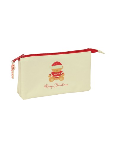 PORTATODO TRIPLE OSITO BEIGE FELICES FIESTAS 22x12x3cm