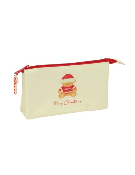 PORTATODO TRIPLE OSITO BEIGE FELICES FIESTAS 22x12x3cm