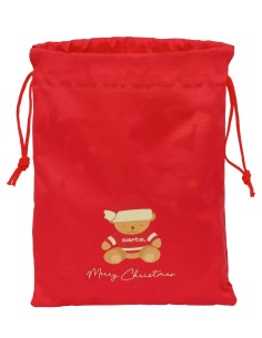 SAQUITO PLANO OSITO ROJO FELICES FIESTAS 26x34x1cm