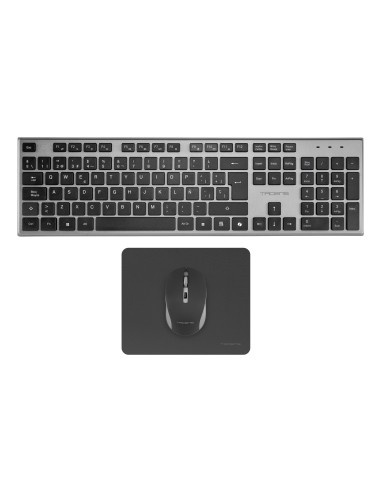 6ZENITHES teclado Ratón incluido Hogar / Oficina RF inalámbrico QWERTY Español Gris