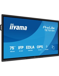 TE7515A-B1AG pantalla de señalización Panel plano interactivo 190,5 cm (75") Wifi 550 cd / m² 4K Ultra HD Negro Pantalla táctil 