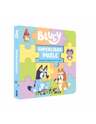 Bluey Libro juguete Superlibro puzzle 4 puzles de dos caras para leer y jugar