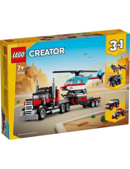 CAMION PLATAFORMA CON HELICOPTERO 3 EN 1 LEGO