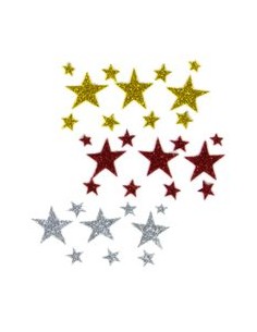 PACK 78 FIGURAS ESTRELLAS ADHESIVAS CON PURPURINA FIXO