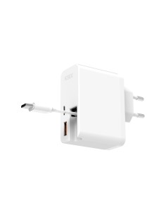 Cargador ultrarrápido 65W con USB-C Power Delivery, USB-A Quick Charge y cable retráctil USB-C integrado