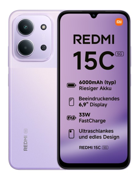 Redmi 15C 17,5 cm (6.9") 5G USB Tipo C 4 GB 128 GB 6000 mAh Púrpura