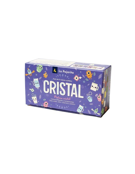 KIT PINTURA PARA CRISTAL + PINCEL 6 COLORES SURTIDOS LA PAJARITA 999994