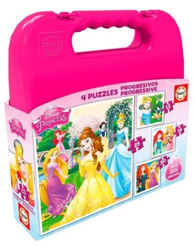 PRINCESAS DISNEY 4 PUZZLES PROGRESIVOS 12 16 20 25 PIEZAS