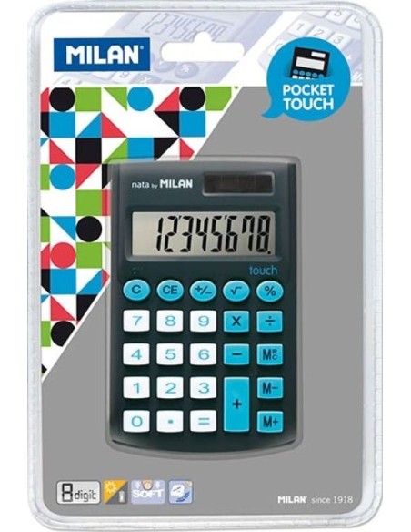 Calculadora de bolsillo pocket touch negra 8 digitos milan