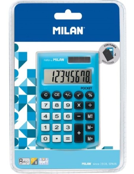 Calculadora de bolsillo pocket touch azul 8 digitos milan