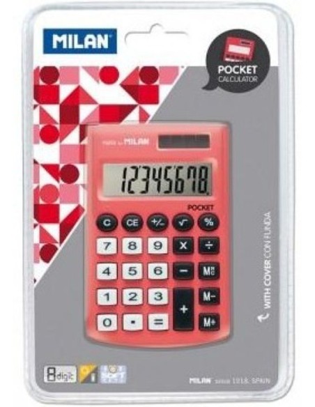 Calculadora de bolsillo pocket touch roja 8 digitos milan