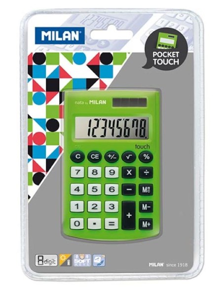 Calculadora de bolsillo pocket touch verde 8 digitos milan