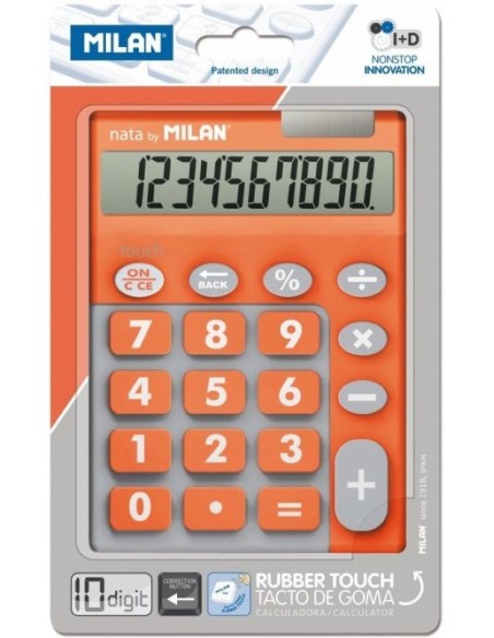 CALCULADORA TOUCH DUO NARANJA 10 DIGITOS MILAN