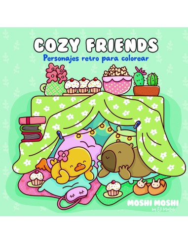 Cozy friends Personajes retro para colorear Moshi Moshi 