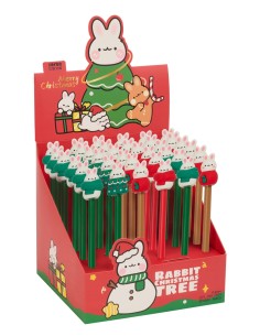 DISPLAY 36 BOLIGRAFOS OSITO ROJO FELICES FIESTAS 185x18x174cm