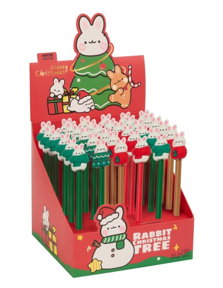 DISPLAY 36 BOLIGRAFOS OSITO ROJO FELICES FIESTAS 185x18x174cm