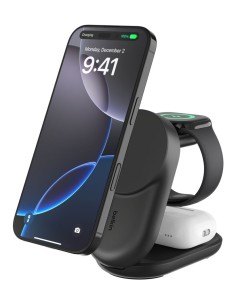 Qi2 Fitness tracker, Auriculares, Smartphone, Reloj inteligente Negro USB Cargador inalámbrico Carga rápida Interior