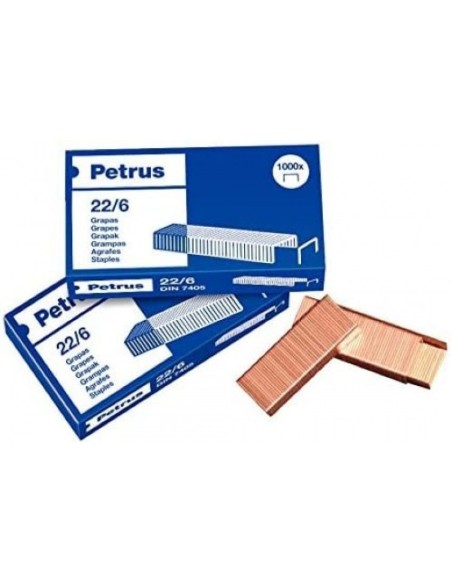 C 25 CAJAS DE 1000 GRAPAS PETRUS 22 6 COBREADAS
