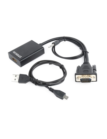 A-VGA-HDMI-01 adaptador de cable de vídeo 0,15 m HDMI tipo A (Estándar) VGA (D-Sub) Negro