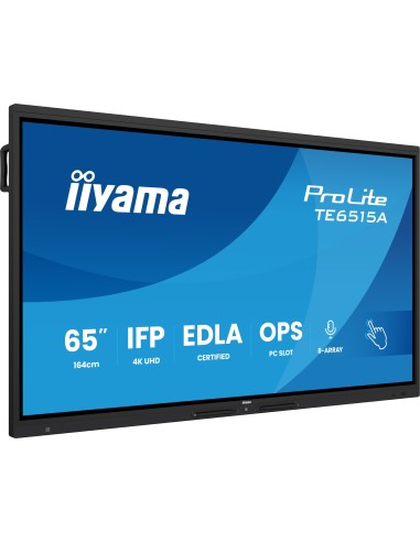 TE6515A-B1AG pantalla de señalización Panel plano interactivo 163,8 cm (64.5") Wifi 550 cd / m² 4K Ultra HD Negro Pantalla tácti