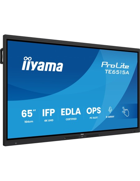 TE6515A-B1AG pantalla de señalización Panel plano interactivo 163,8 cm (64.5") Wifi 550 cd / m² 4K Ultra HD Negro Pantalla tácti