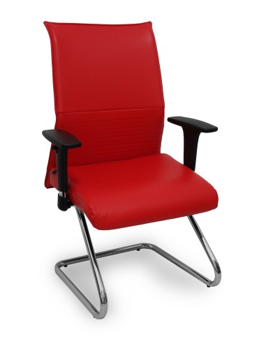 Sillón Albacete confidente patín similpiel rojo brazos regulables