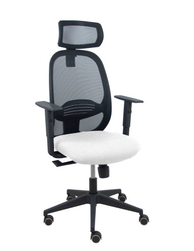 Silla Cilanco negra malla negra asiento bali blanco brazo regulable cabecero regulable