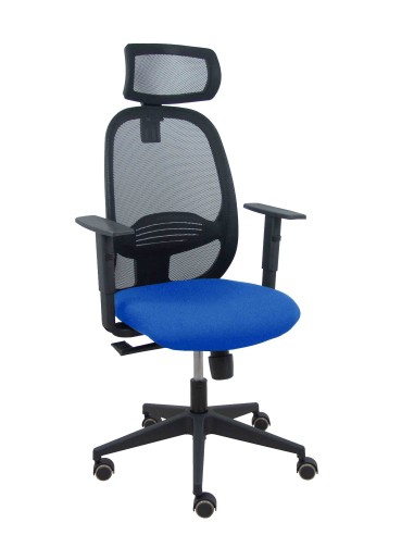 Silla Cilanco negra malla negra asiento bali azul brazo regulable cabecero regulable