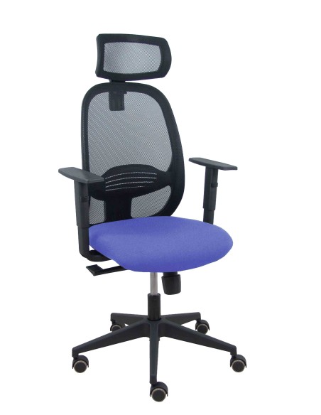 Silla Cilanco negra malla negra asiento bali azul claro brazo regulable cabecero regulable