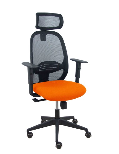 Silla Cilanco negra malla negra asiento bali naranja oscuro brazo regulable cabecero regulable