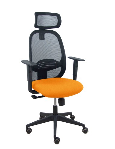 Silla Cilanco negra malla negra asiento bali naranja brazo regulable cabecero regulable