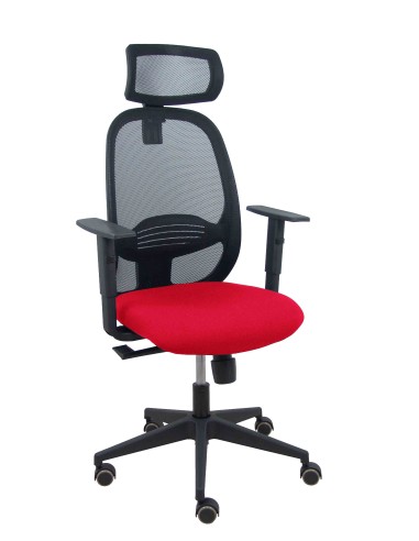 Silla Cilanco negra malla negra asiento bali rojo brazo regulable cabecero regulable