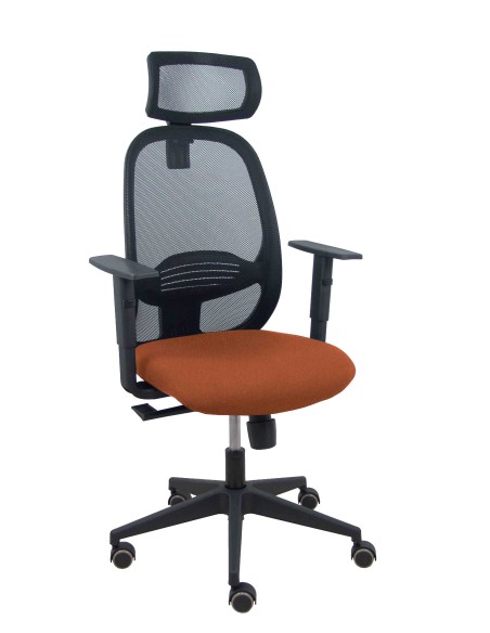 Silla Cilanco negra malla negra asiento bali marrón brazo regulable cabecero regulable