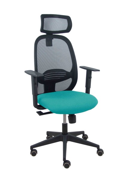 Silla Cilanco negra malla negra asiento bali turquesa brazo regulable cabecero regulable