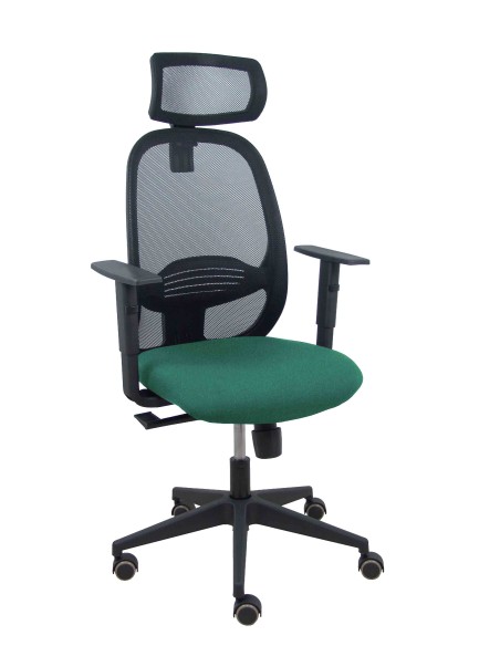 Silla Cilanco negra malla negra asiento bali verde botella brazo regulable cabecero regulable