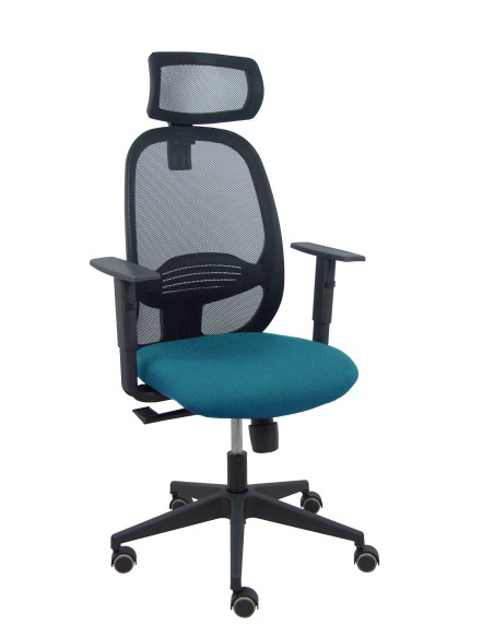 Silla Cilanco negra malla negra asiento bali verde petróleo brazo regulable cabecero regulable