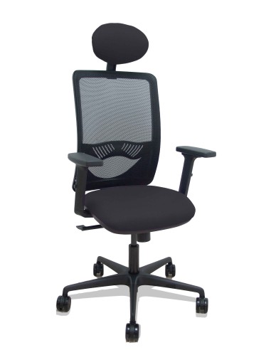 Silla Zulema sincro malla negra asiento bali negro brazos 2D ruedas 65mm cabecero