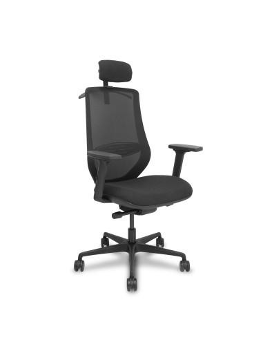 Silla Mardos traslack malla negra bali negro brazo 2D cabecero y perchero